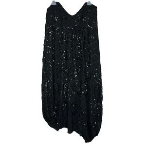 Robert Rodriguez Black Silk Strapless Sequin Knee Length Wrap Dress Size 12